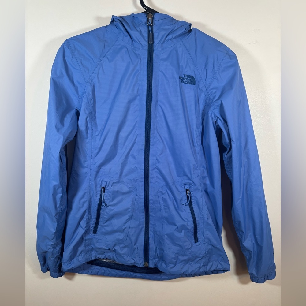 The North Face Womens Small Blue Hooded Windbreaker Jacket Lightweight
